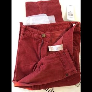 Corduroy High waist straight leg  5 pocket Jean style pant. size 6 tall/34"